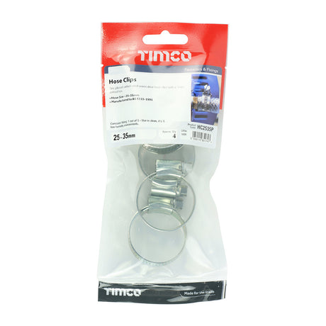 This is an image of Timco - Hose Clips - Zinc 25 - 35mm - (4 PCS TIMpac) HC2535P