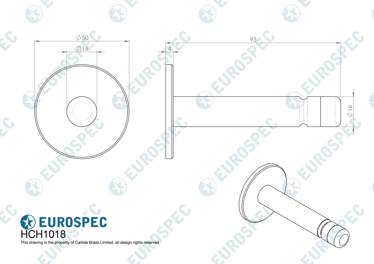 Eurospec - Coat Hook with Buffer - Antique Brass