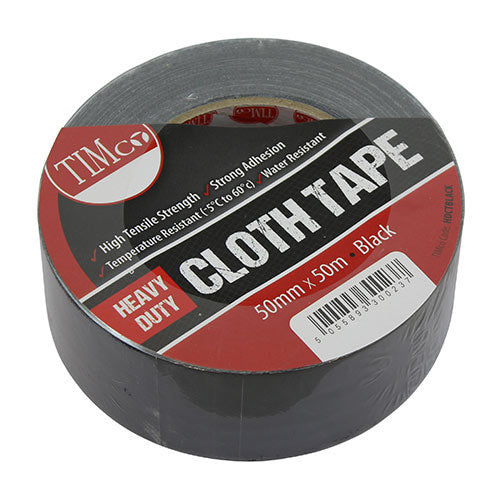 This is an image of Timco - Heavy Duty Cloth Tape - Black 50m x 50mm (1 Each Roll) PCSHDCTBLACK