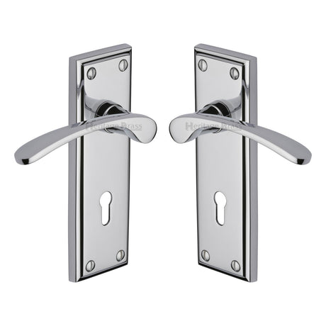 High quality image of the Heritage Brass Door Handle Lever Lock Hilton Design Polished Chrome Finish
 | Sku. hil8600-pc | Discounted prices available from Trade Door Handles