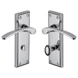 High quality image of the Heritage Brass Door Handle for Bathroom Hilton Design Polished Chrome Finish
 | Sku. hil8630-pc | Discounted prices available from Trade Door Handles