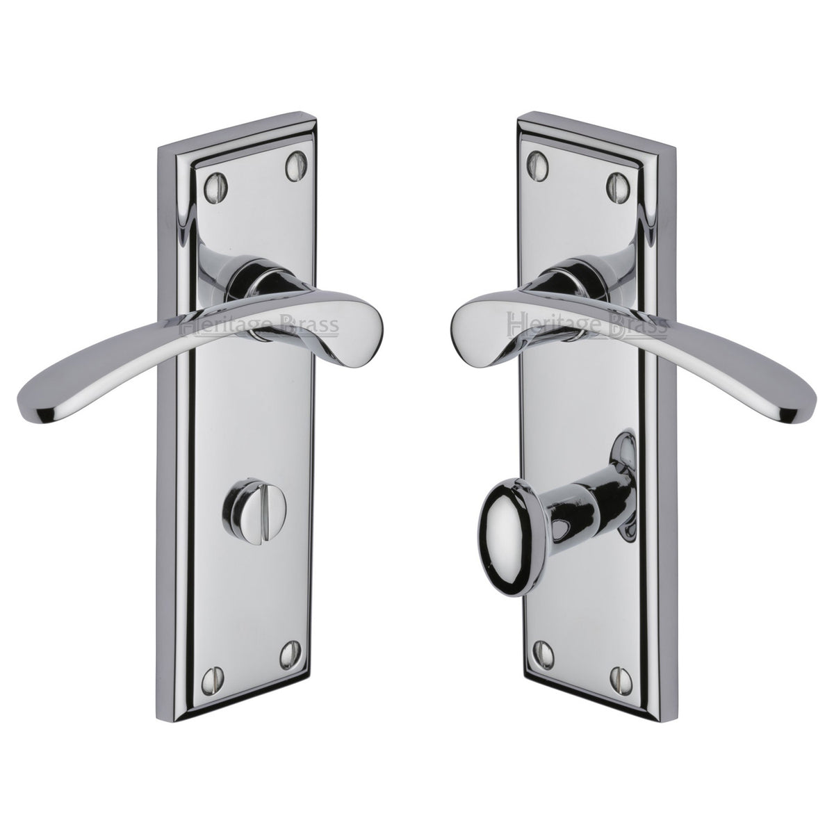 High quality image of the Heritage Brass Door Handle for Bathroom Hilton Design Polished Chrome Finish
 | Sku. hil8630-pc | Discounted prices available from Trade Door Handles