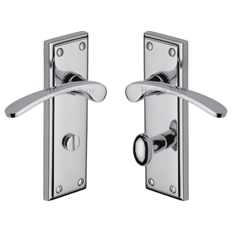 High quality image of the Heritage Brass Door Handle for Bathroom Hilton Design Polished Chrome Finish
 | Sku. hil8630-pc | Discounted prices available from Trade Door Handles