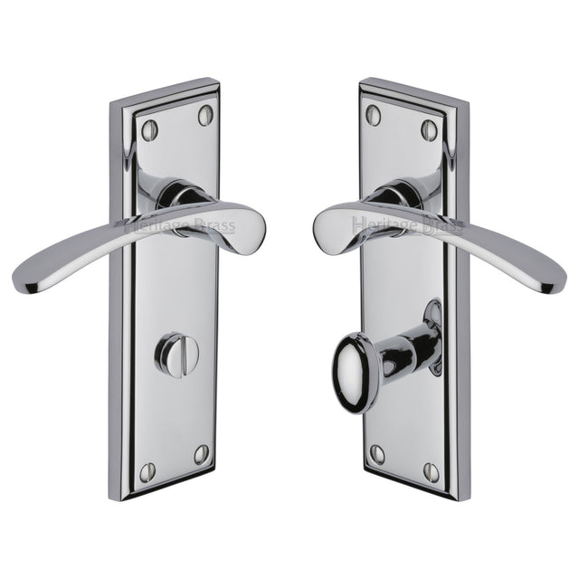 High quality image of the Heritage Brass Door Handle for Bathroom Hilton Design Polished Chrome Finish
 | Sku. hil8630-pc | Discounted prices available from Trade Door Handles