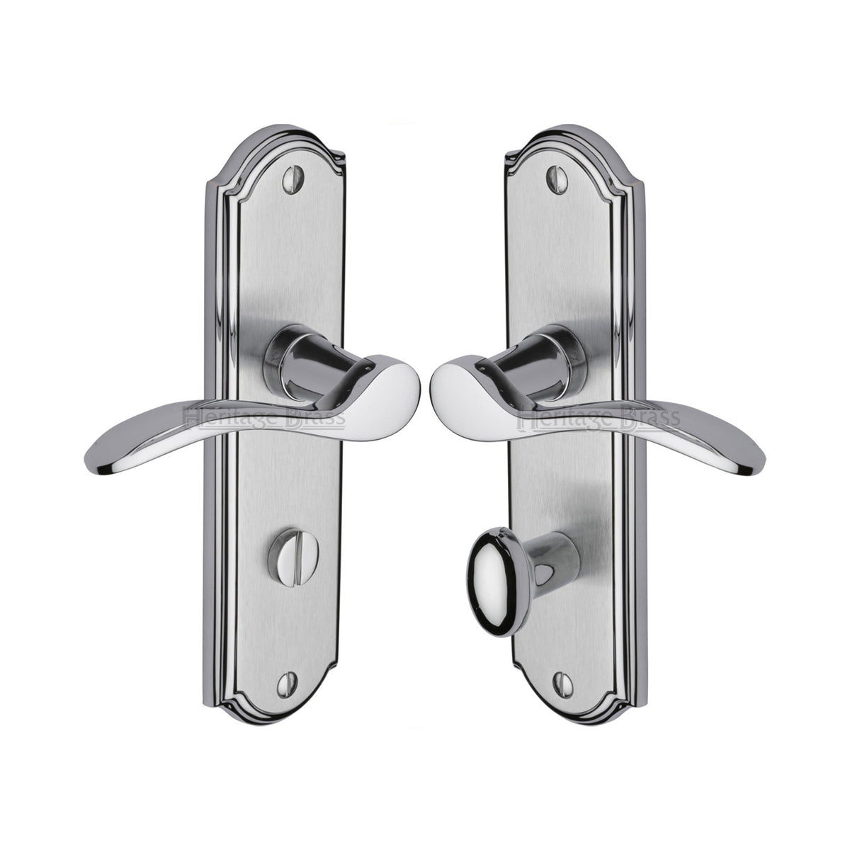 High quality image of the Heritage Brass Door Handle for Bathroom Howard Design Apollo Finish | Sku. how1330-ap | Discounted prices available from Trade Door Handles
