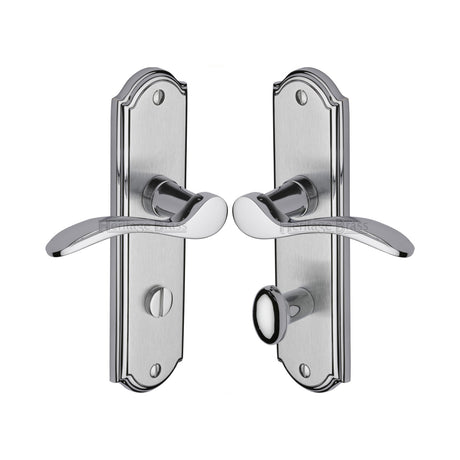 High quality image of the Heritage Brass Door Handle for Bathroom Howard Design Apollo Finish | Sku. how1330-ap | Discounted prices available from Trade Door Handles