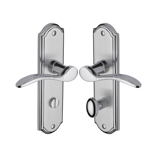 High quality image of the Heritage Brass Door Handle for Bathroom Howard Design Apollo Finish | Sku. how1330-ap | Discounted prices available from Trade Door Handles