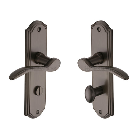 High quality image of the Heritage Brass Door Handle for Bathroom Howard Design Matt Bronze Finish | Sku. how1330-mb | Discounted prices available from Trade Door Handles