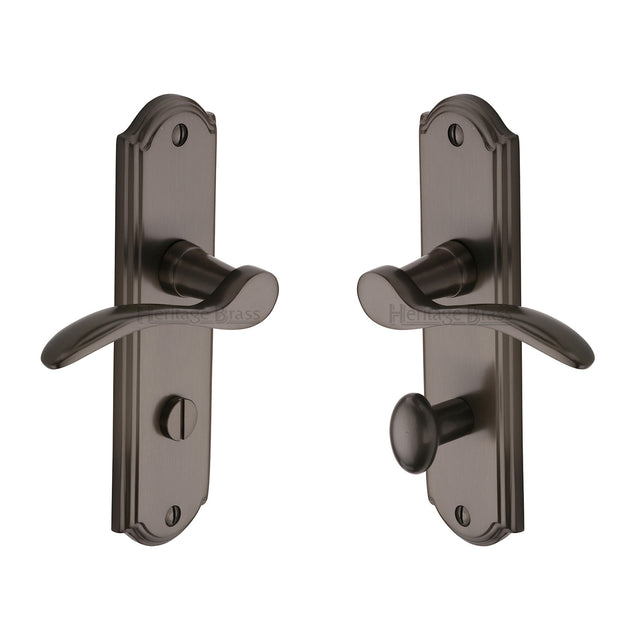 High quality image of the Heritage Brass Door Handle for Bathroom Howard Design Matt Bronze Finish | Sku. how1330-mb | Discounted prices available from Trade Door Handles