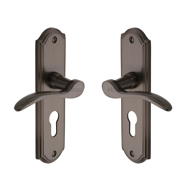 High quality image of the Heritage Brass Door Handle for Euro Profile Plate Howard Design Matt Bronze Finish
 | Sku. how1348-mb | Discounted prices available from Trade Door Handles