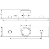 Technical drawing of of Hoxton - Cropley Cupboard Knobs 30mm Plain Backplate Antique Brass Sku. HOX-1030AB-5090AB