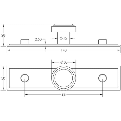Technical drawing of of Hoxton - Cropley Cupboard Knobs 30mm Stepped Backplate Polished Nickel Sku. HOX-1030PN-6090PN