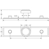 Technical drawing of of Hoxton - Cropley Cupboard Knobs 30mm Stepped Backplate Black Sku. HOX-1030MB-6090MB