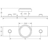 Technical drawing of of Hoxton - Cropley Cupboard Knobs 40mm Plain Backplate Satin Brass Sku. HOX-1040SB-5090SB