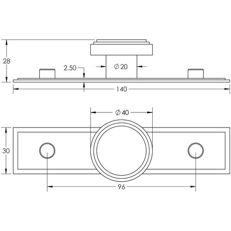 Technical drawing of of Hoxton - Cropley Cupboard Knobs 40mm Stepped Backplate Polished Nickel Sku. HOX-1040PN-6090PN