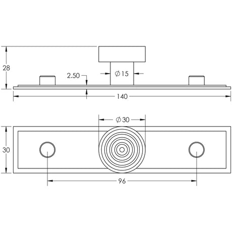 Technical drawing of of Hoxton - Murray Cupboard Knobs 30mm Stepped Backplate Satin Nickel Sku. HOX-1130SN-6090SN