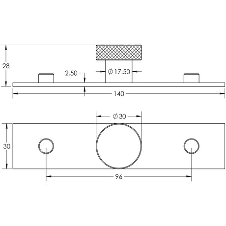 Technical drawing of of Hoxton - Wenlock Cupboard Knobs 30mm Plain Backplate Dark Bronze Sku. HOX-130DB-5090DB