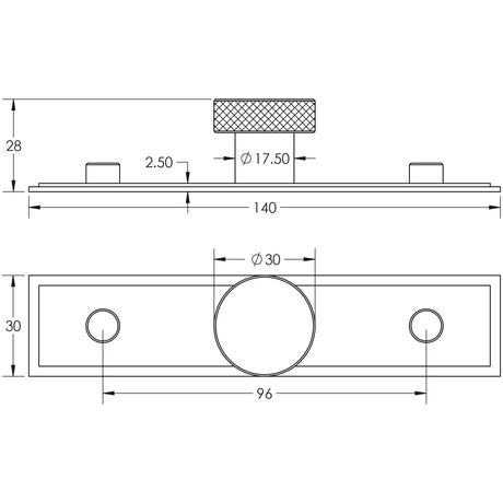 Technical drawing of of Hoxton - Wenlock Cupboard Knobs 30mm Stepped Backplate Dark Bronze Sku. HOX-130DB-6090DB
