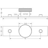 Technical drawing of of Hoxton - Wenlock Cupboard Knobs 40mm Plain Backplate Polished Nickel Sku. HOX-140PN-5090PN