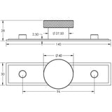 Technical drawing of of Hoxton - Wenlock Cupboard Knobs 40mm Stepped Backplate Antique Brass Sku. HOX-140AB-6090AB