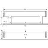 Technical drawing of of Hoxton - Wenlock Cabinet Handles 96mm Ctrs Plain Backplate Antique Brass Sku. HOX-150AB-5050AB