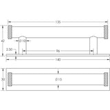 Technical drawing of of Hoxton - Wenlock Cabinet Handles 96mm Ctrs Plain Backplate Matt Black Sku. HOX-150MB-5050MB