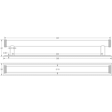 Technical drawing of of Hoxton - Wenlock Cabinet Handles 224mm Ctrs Stepped Backplate Dark Bronze Sku. HOX-160DB-6060DB