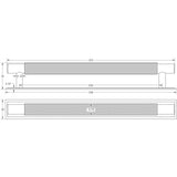 Technical drawing of of Hoxton - Taplow Cabinet Handles 224mm Ctrs Stepped Backplate Satin Nickel Sku. HOX-2060SN-6060SN