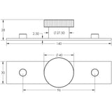 Technical drawing of of Hoxton - Thaxted Cupboard Knobs 40mm Plain Backplate Polished Nickel Sku. HOX-240PN-5090PN