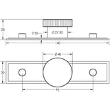 Technical drawing of of Hoxton - Thaxted Cupboard Knobs 40mm Stepped Backplate Polished Nickel Sku. HOX-240PN-6090PN