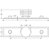 Technical drawing of of Hoxton - Nile Cupboard Knobs 30mm Stepped Matt Black Sku. HOX-330MB-6090MB