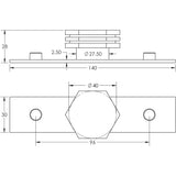 Technical drawing of of Hoxton - Nile Cupboard Knobs 40mm Plain Satin Brass Sku. HOX-340SB-5090SB