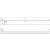 Technical drawing of of Hoxton - Nile Cabinet Handles 224mm Ctrs Plain Backplate Dark Bronze Sku. HOX-360DB-5060DB