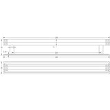Technical drawing of of Hoxton - Nile Cabinet Handles 224mm Ctrs Stepped Backplate Antique Brass Sku. HOX-360AB-6060AB