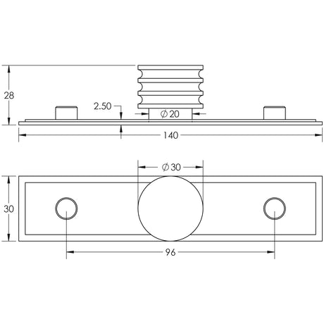 Technical drawing of of Hoxton - Sturt Cupboard Knobs 30mm Stepped Satin Nickel Sku. HOX-430SN-6090SN