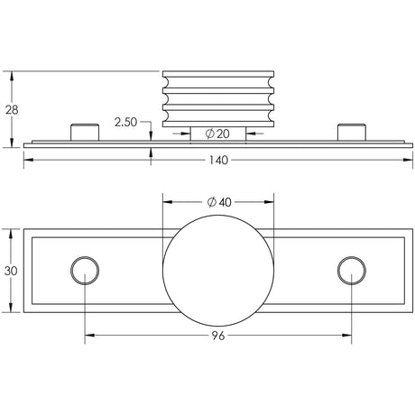 Technical drawing of of Hoxton - Sturt Cupboard Knobs 40mm Stepped Antique Brass Sku. HOX-440AB-6090AB