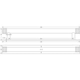 Technical drawing of of Hoxton - Sturt Cabinet Handles 224mm Ctrs Plain Backplate Matt Black Sku. HOX-460MB-5060MB