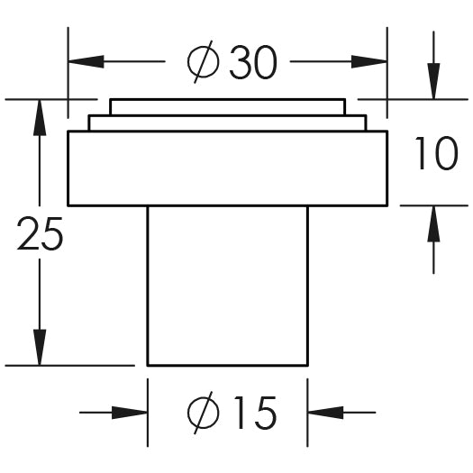 Technical drawing of of Hoxton - Cropley Cupboard Knobs 30mm Black Sku. HOX1030MB