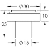 Technical drawing of of Hoxton - Cropley Cupboard Knobs 30mm Black Sku. HOX1030MB