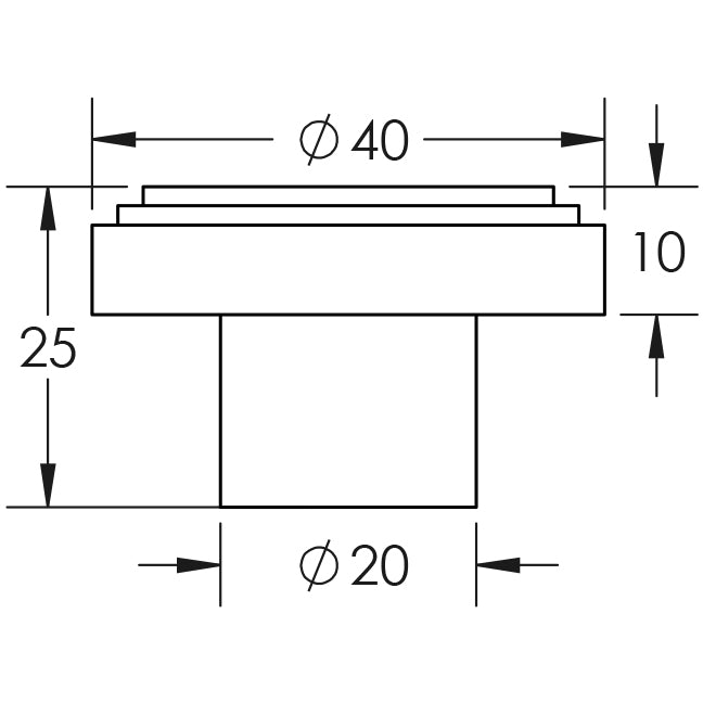Technical drawing of of Hoxton - Cropley Cupboard Knobs 40mm Black Sku. HOX1040MB