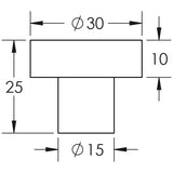Technical drawing of of Hoxton - Murray Cupboard Knobs 30mm Polished Nickel Sku. HOX1130PN