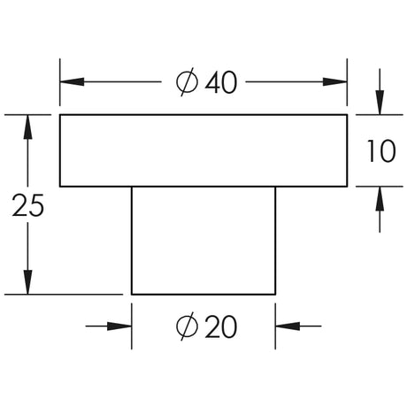 Technical drawing of of Hoxton - Murray Cupboard Knobs 40mm Satin Nickel Sku. HOX1140SN