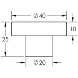 Technical drawing of of Hoxton - Murray Cupboard Knobs 40mm Polished Nickel Sku. HOX1140PN