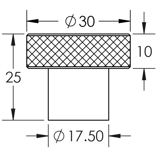 Technical drawing of of Hoxton - Wenlock Cupboard Knobs 30mm Polished Nickel Sku. HOX130PN