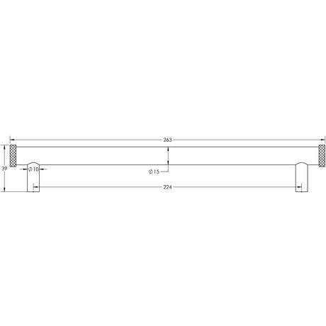 Technical drawing of of Hoxton - Wenlock Cabinet Handles 224mm Ctrs Antique Brass Sku. HOX160AB