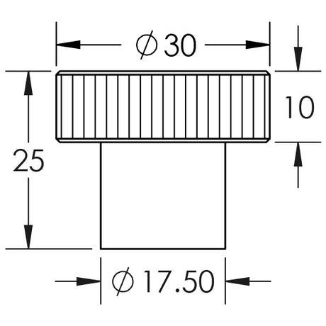 Technical drawing of of Hoxton - Thaxted Cupboard Knobs 30mm Dark Bronze Sku. HOX230DB