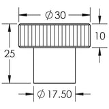 Technical drawing of of Hoxton - Thaxted Cupboard Knobs 30mm Black Sku. HOX230MB