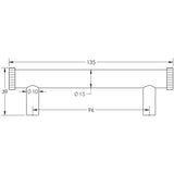 Technical drawing of of Hoxton - Thaxted Cabinet Handles 96mm Ctrs Black Sku. HOX250MB