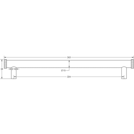 Technical drawing of of Hoxton - Thaxted Cabinet Handles 224mm Ctrs Black Sku. HOX260MB