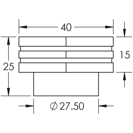 Technical drawing of of Hoxton - Nile Cupboard Knobs 40mm Satin Brass Sku. HOX340SB
